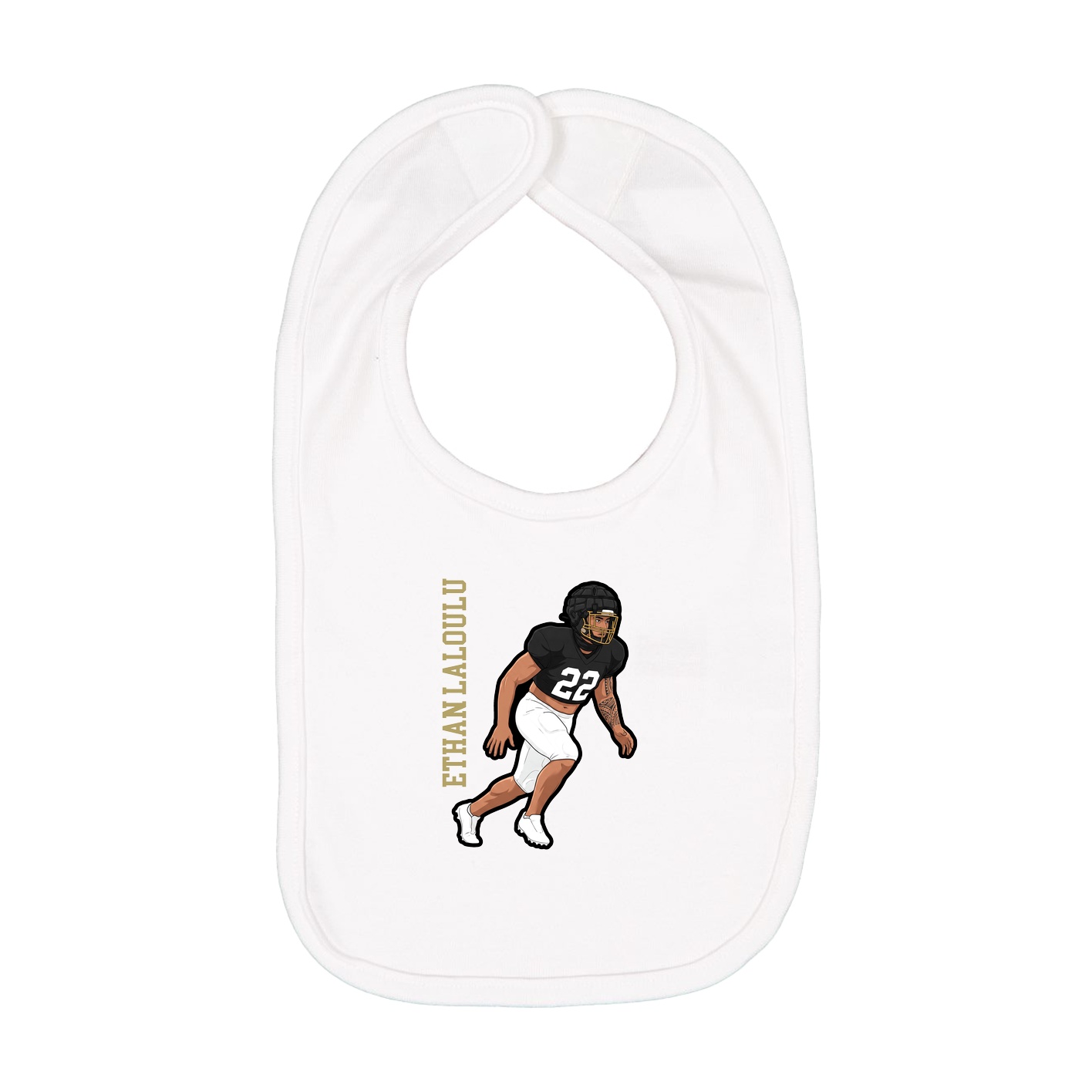 Infant Bib — Name Vertical in White