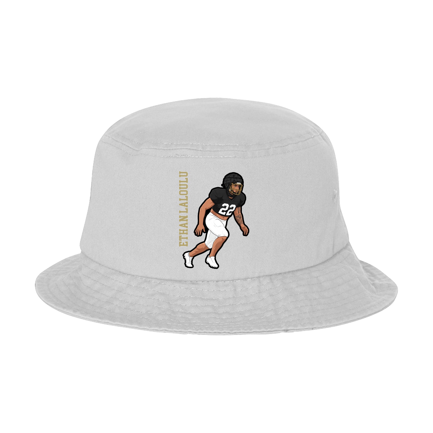 Bucket Cap — Name Vertical in White