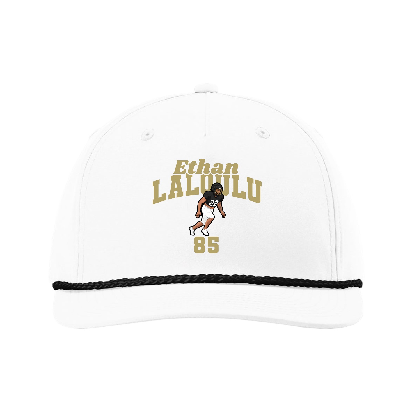 Five-Panel Classic Rope Cap — Signature Arch in White