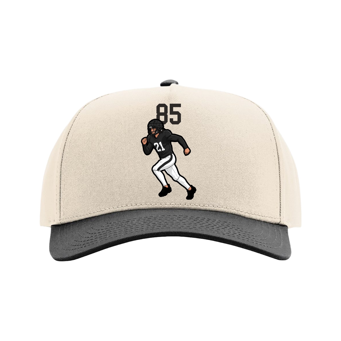 Full Fabric Five-Panel Champ Cap — Number Top in Cream/Black
