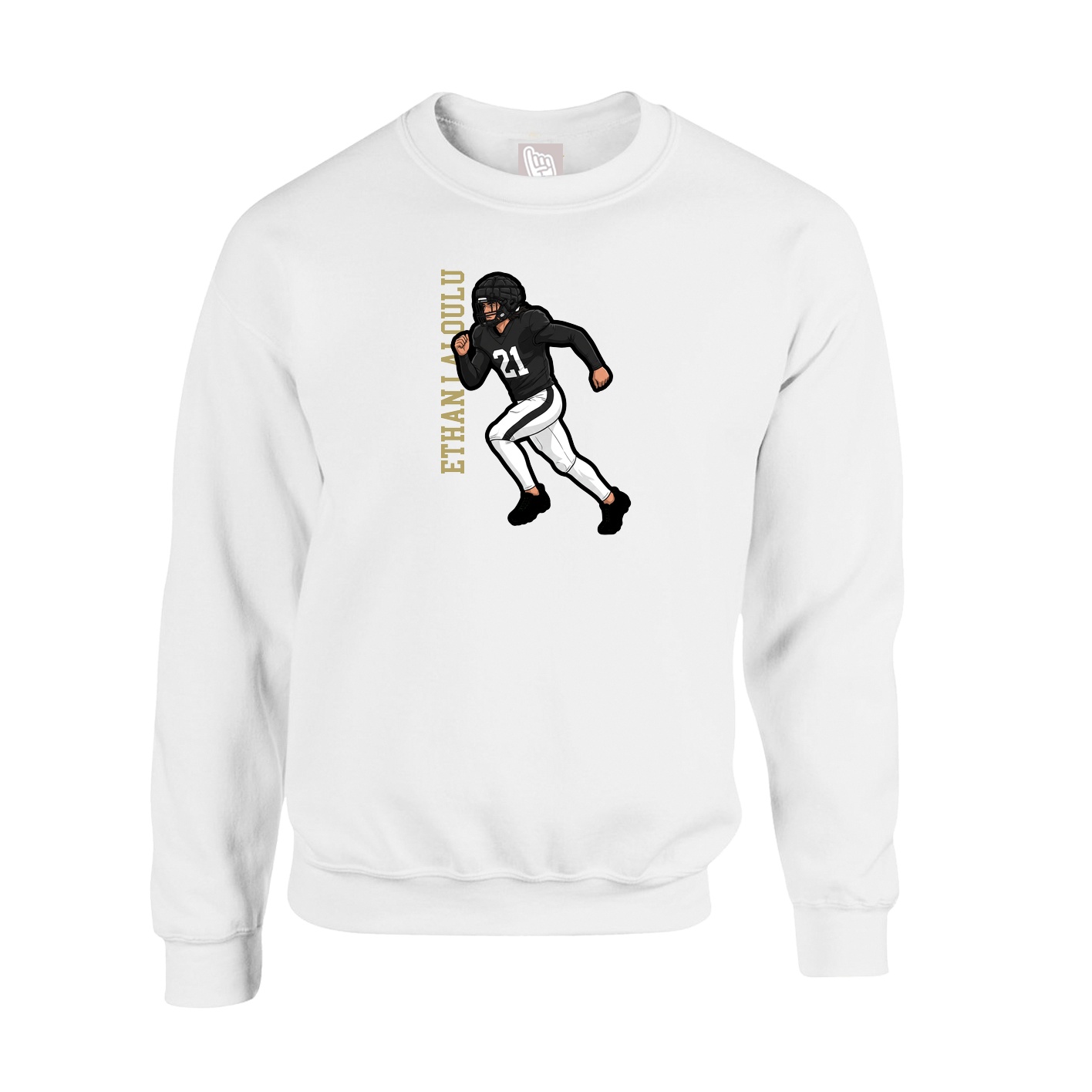 Fleece Crew — Name Vertical in White