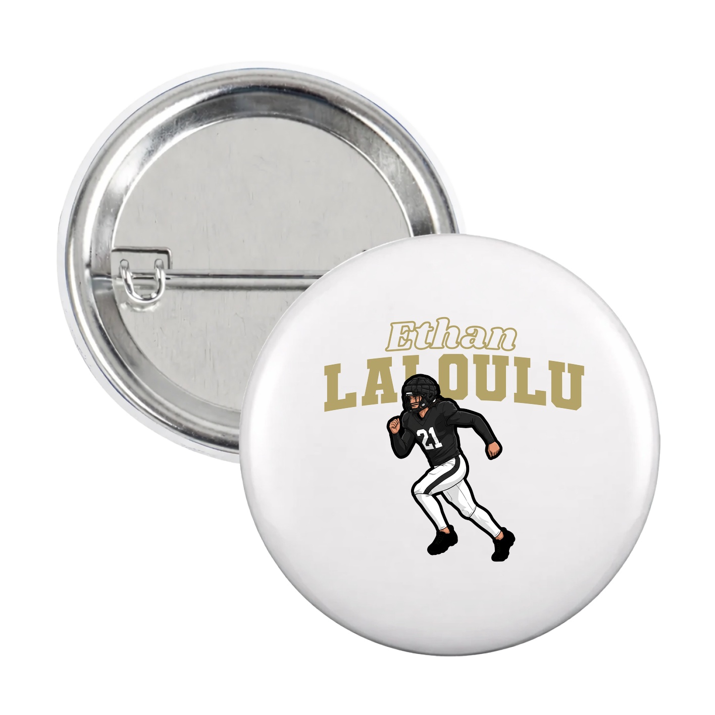 Game Day Button — Name Arch in White