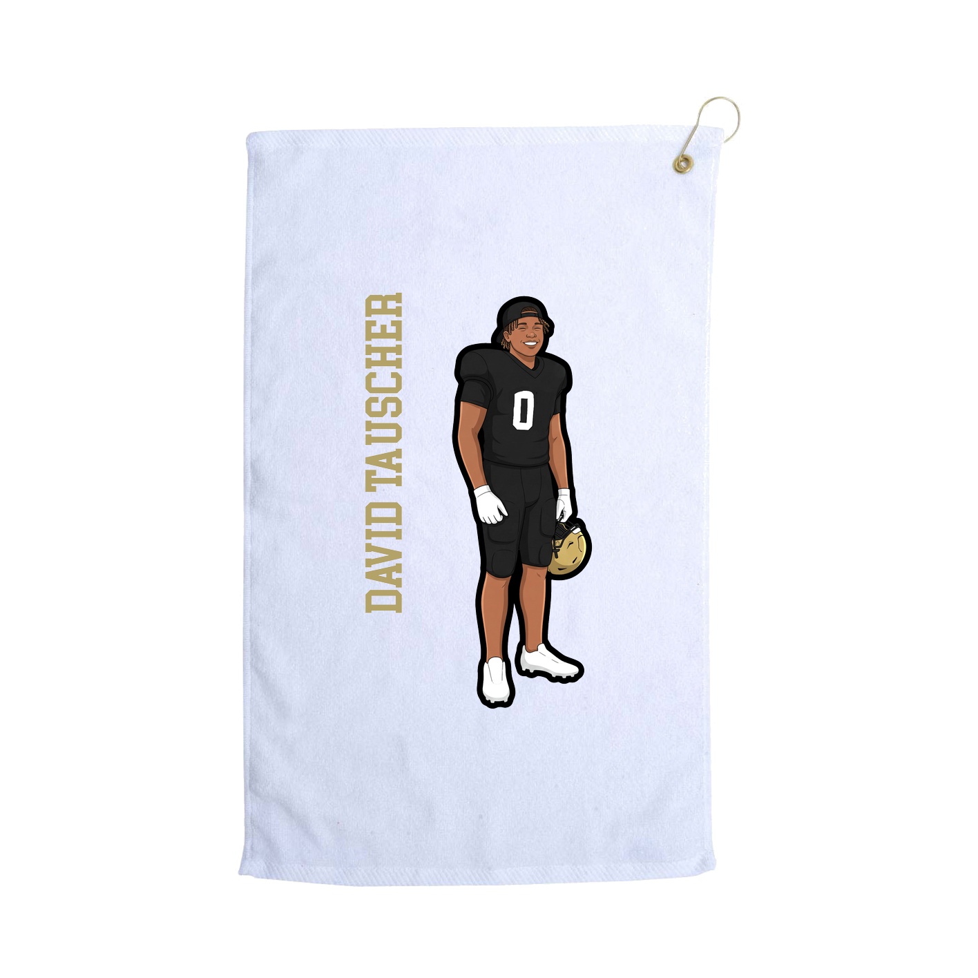 Golf Towel — Name Vertical in White