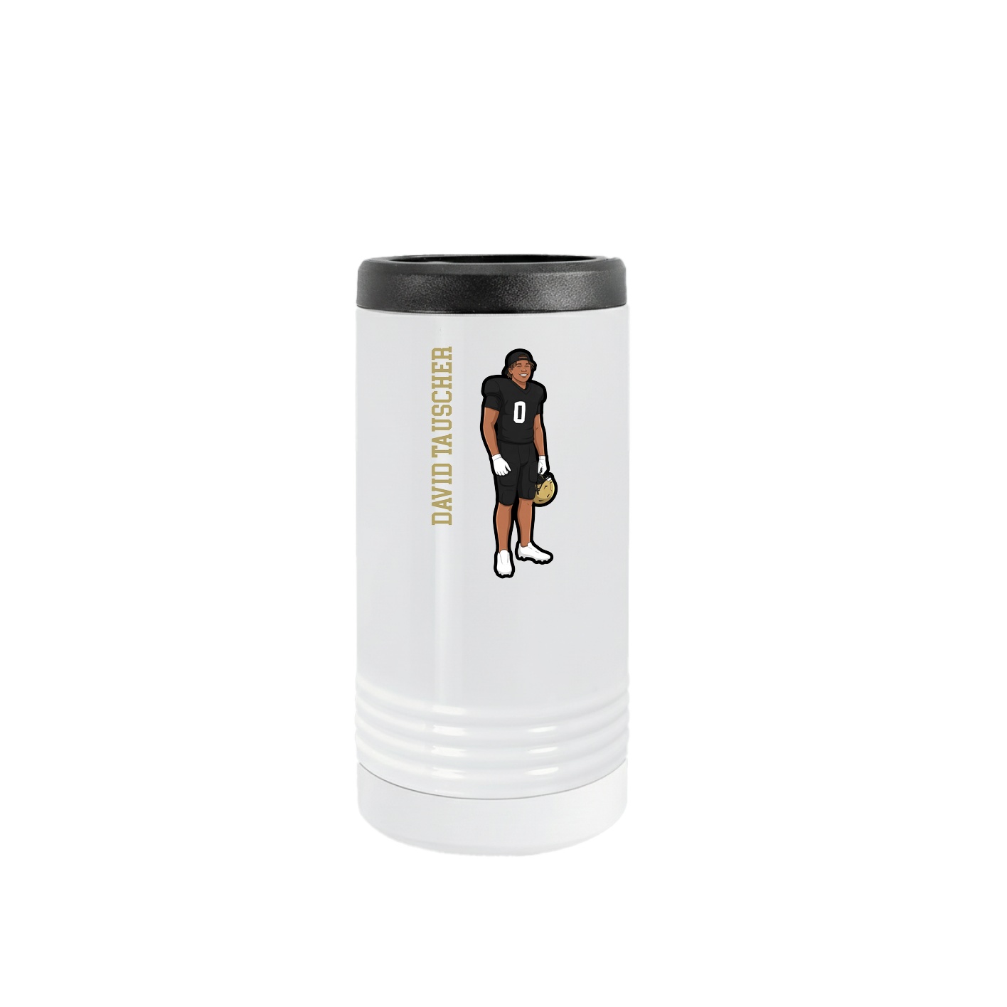 Slim Beverage Holder — Name Vertical in White