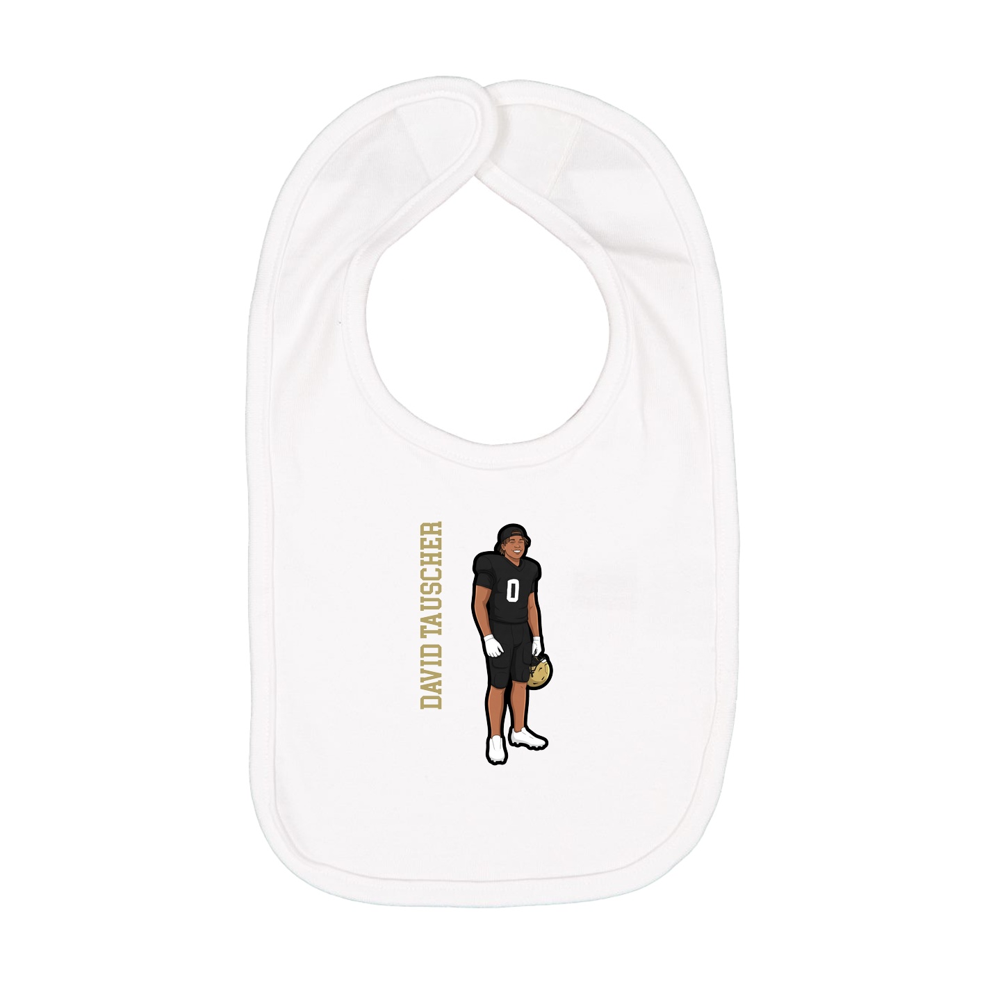 Infant Bib — Name Vertical in White