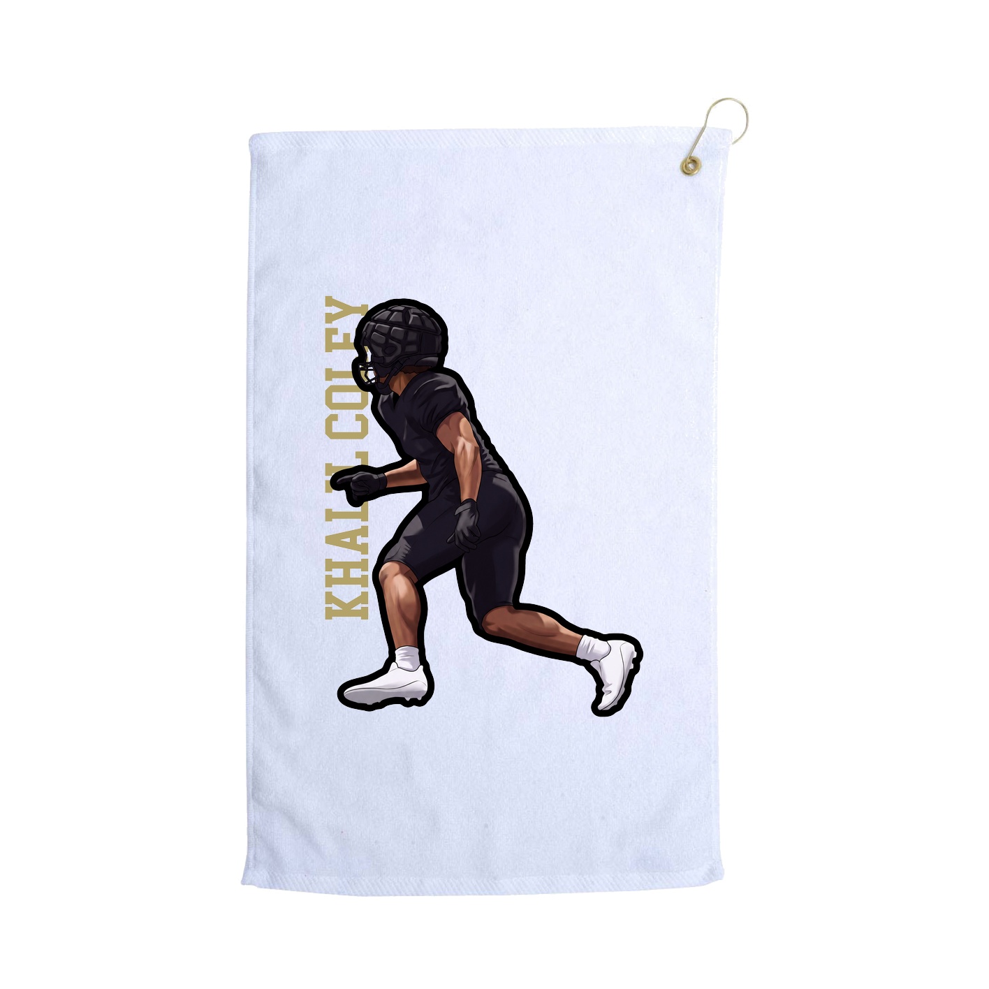 Golf Towel — Name Vertical in White