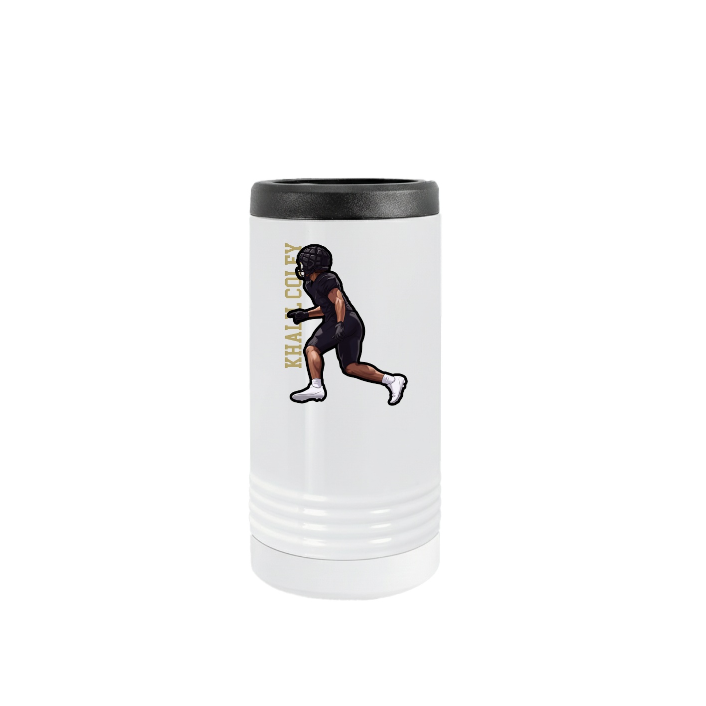 Slim Beverage Holder — Name Vertical in White