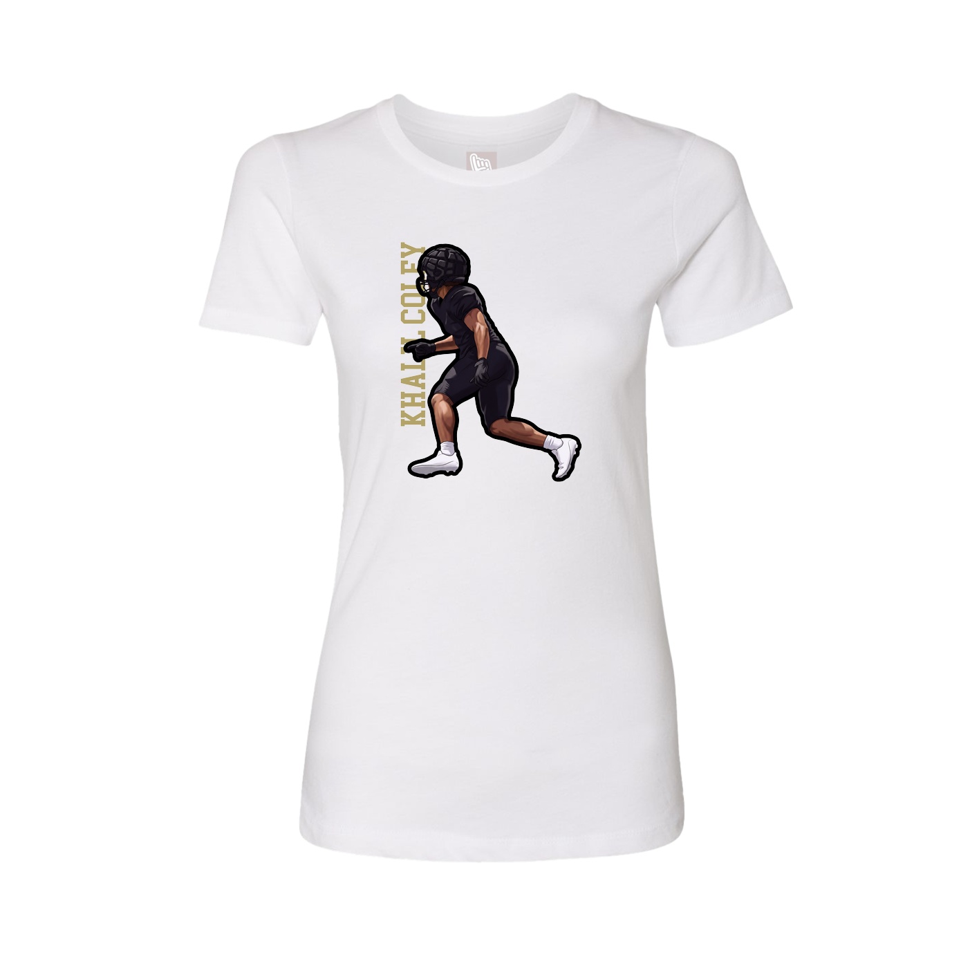 Fitted Women's Tee — Name Vertical in White