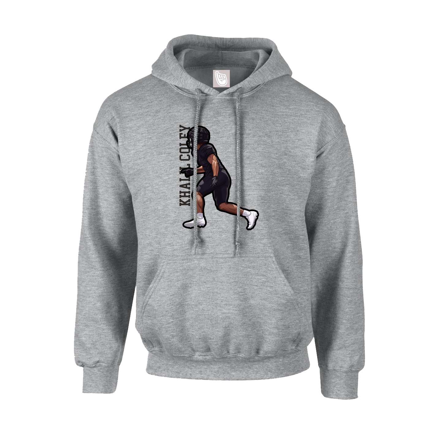 Youth Hoodie — Name Vertical in Grey