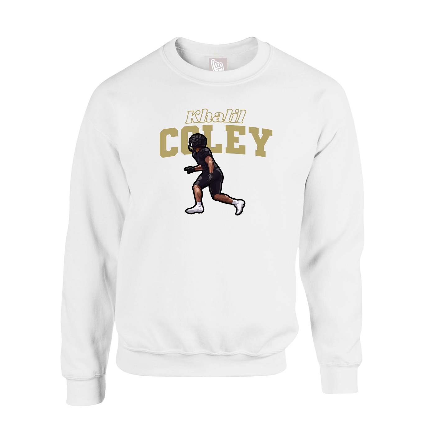 Fleece Crew — Name Arch in White