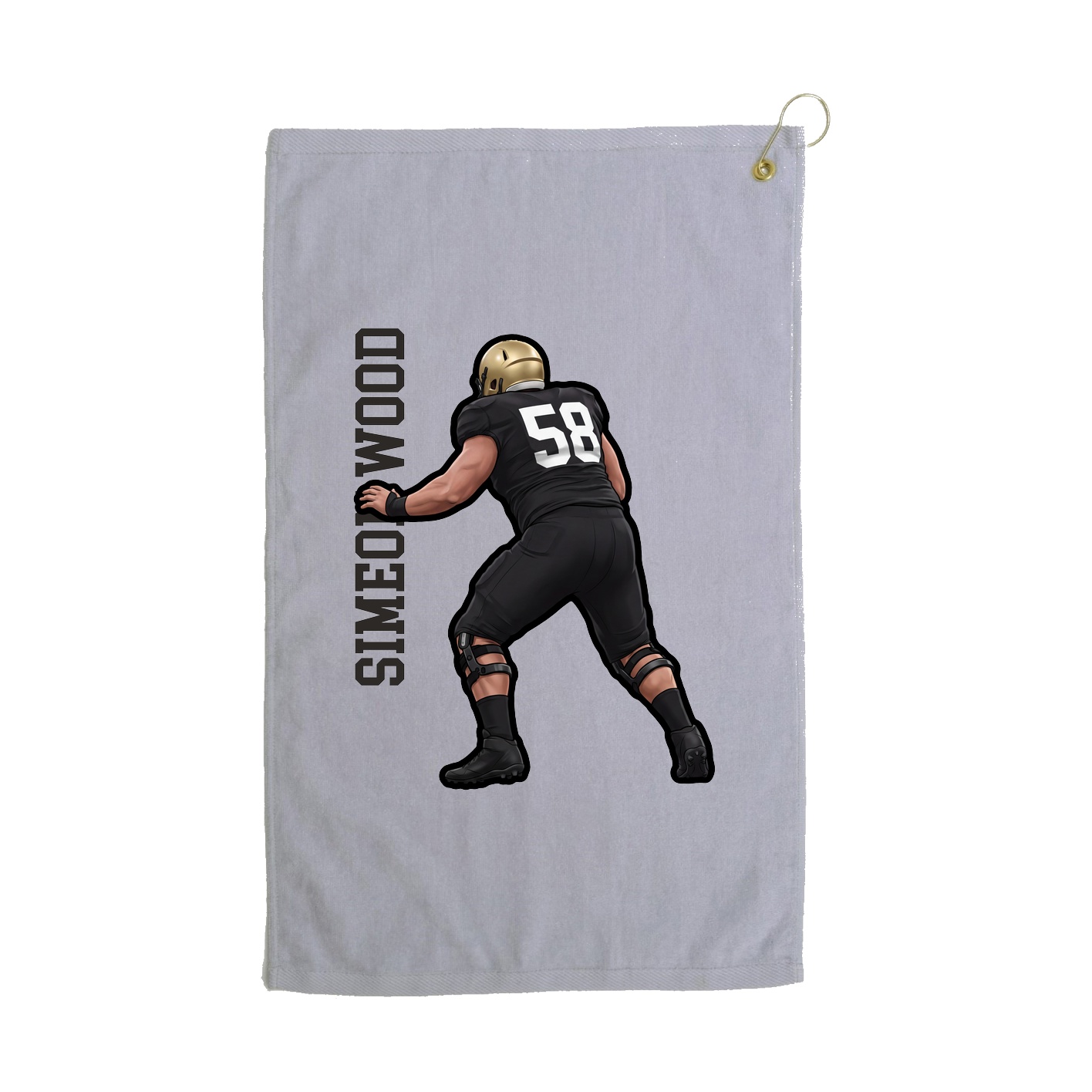 Golf Towel — Name Vertical in Grey