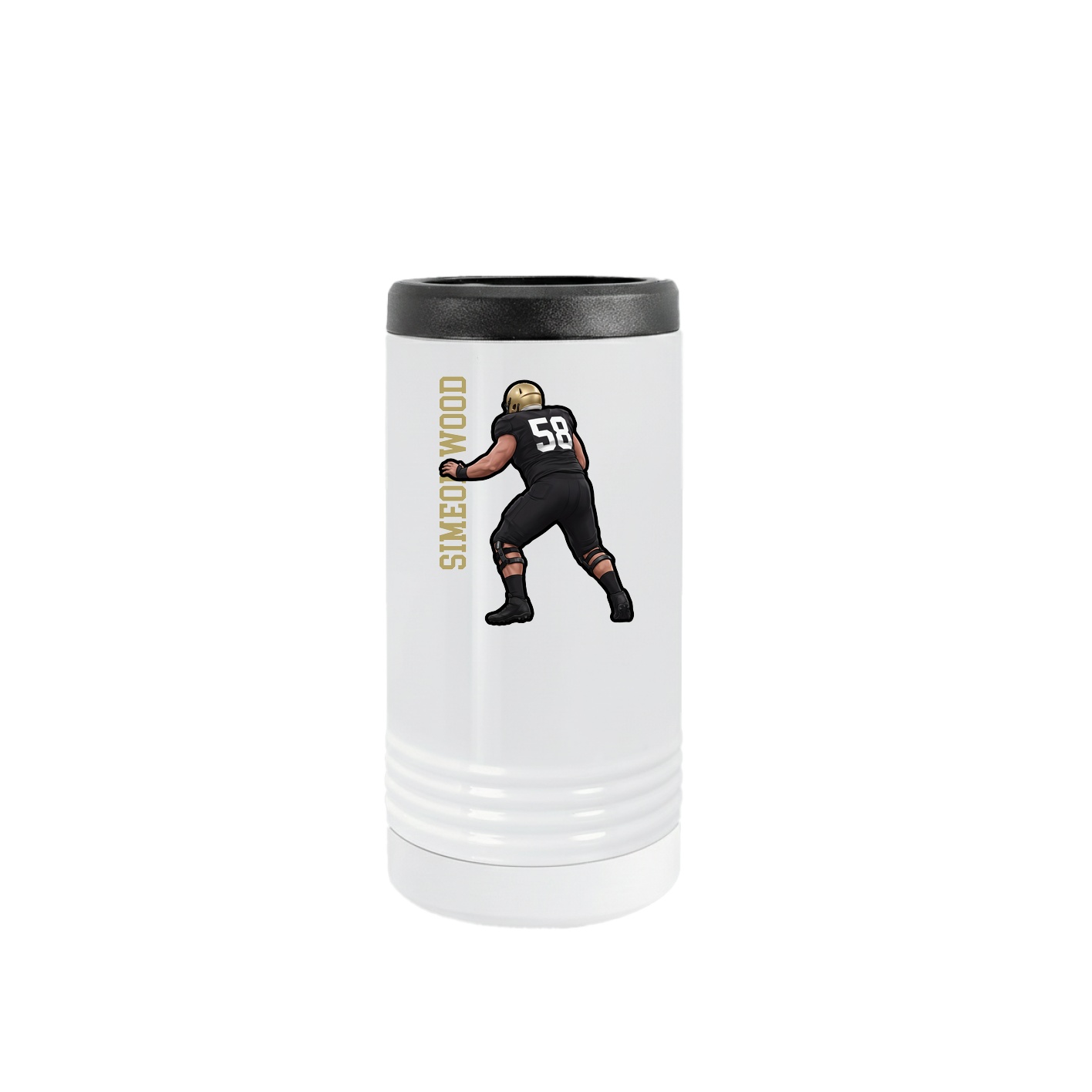 Slim Beverage Holder — Name Vertical in White