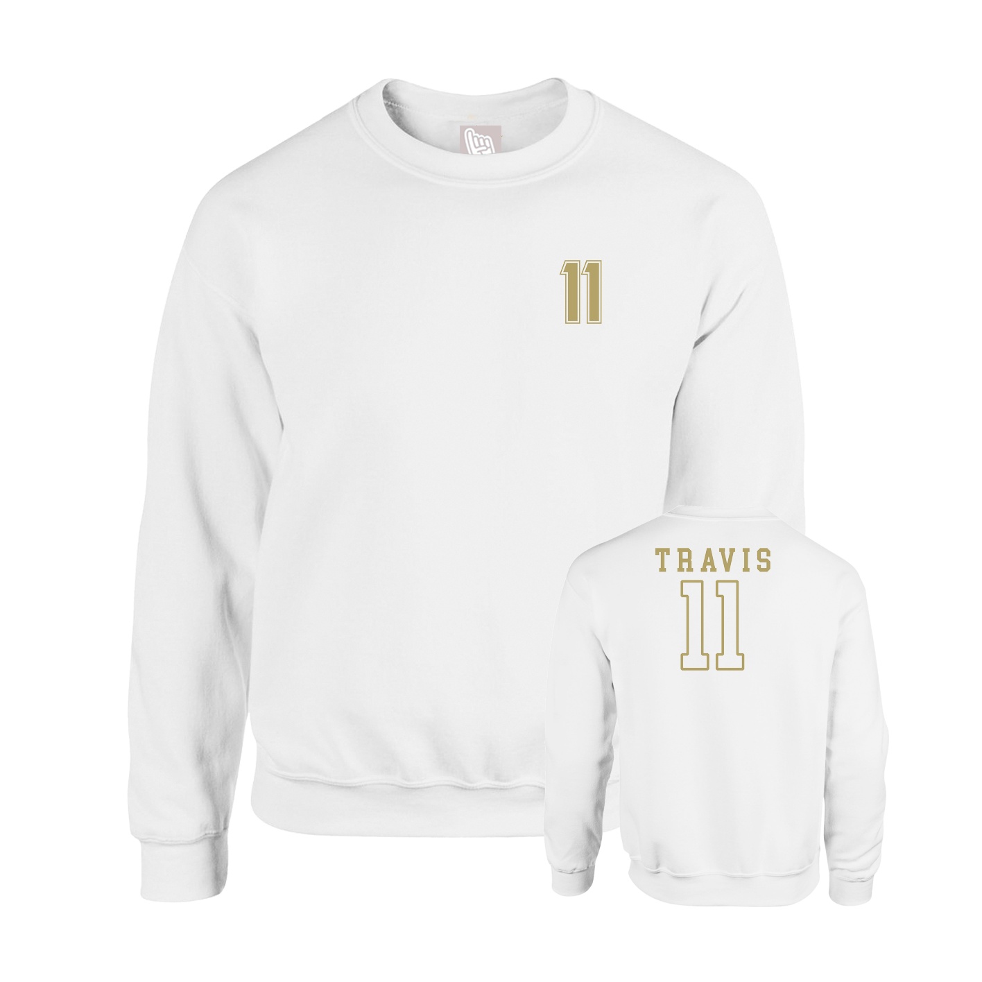 Fleece Crew — Chest Back in White