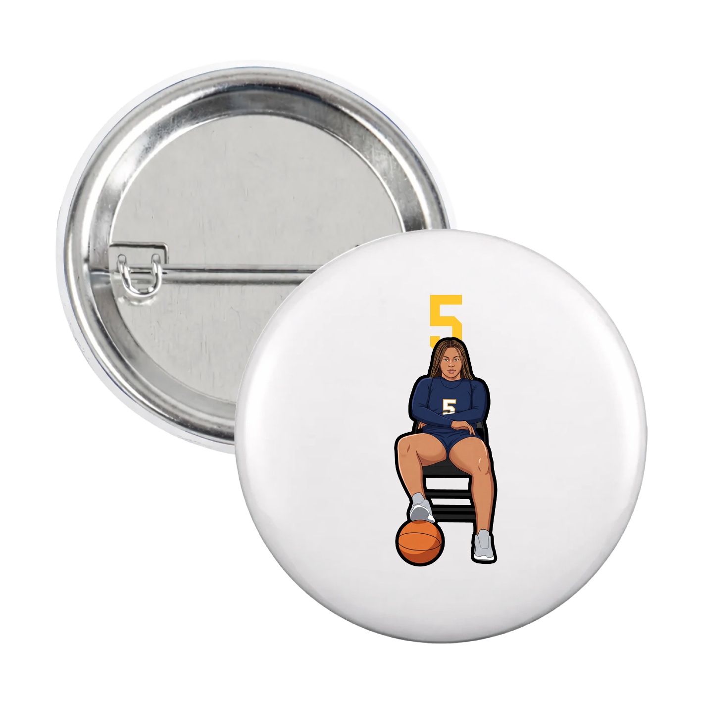 Game Day Button — Number Top in White