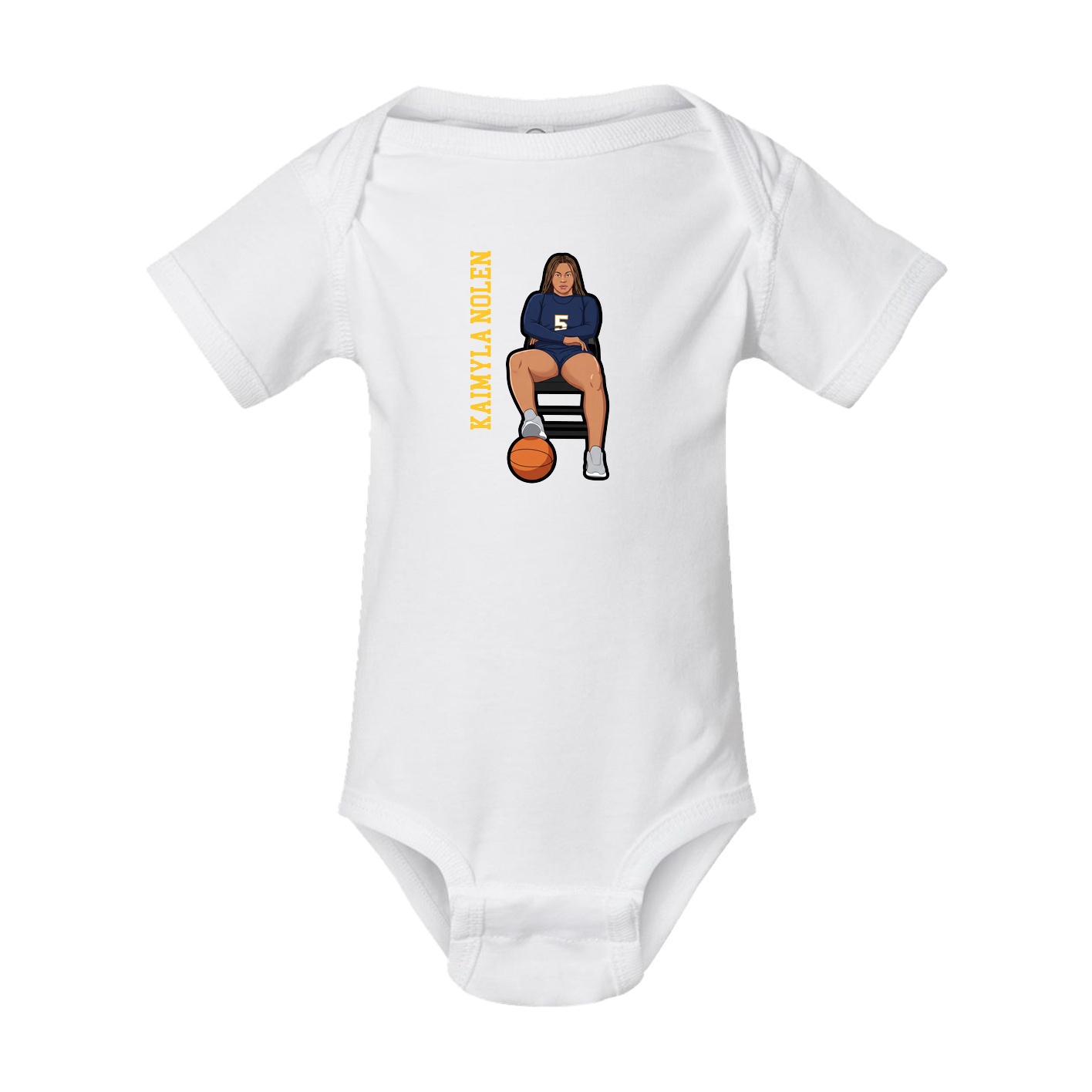Baby Onesie — Name Vertical in White