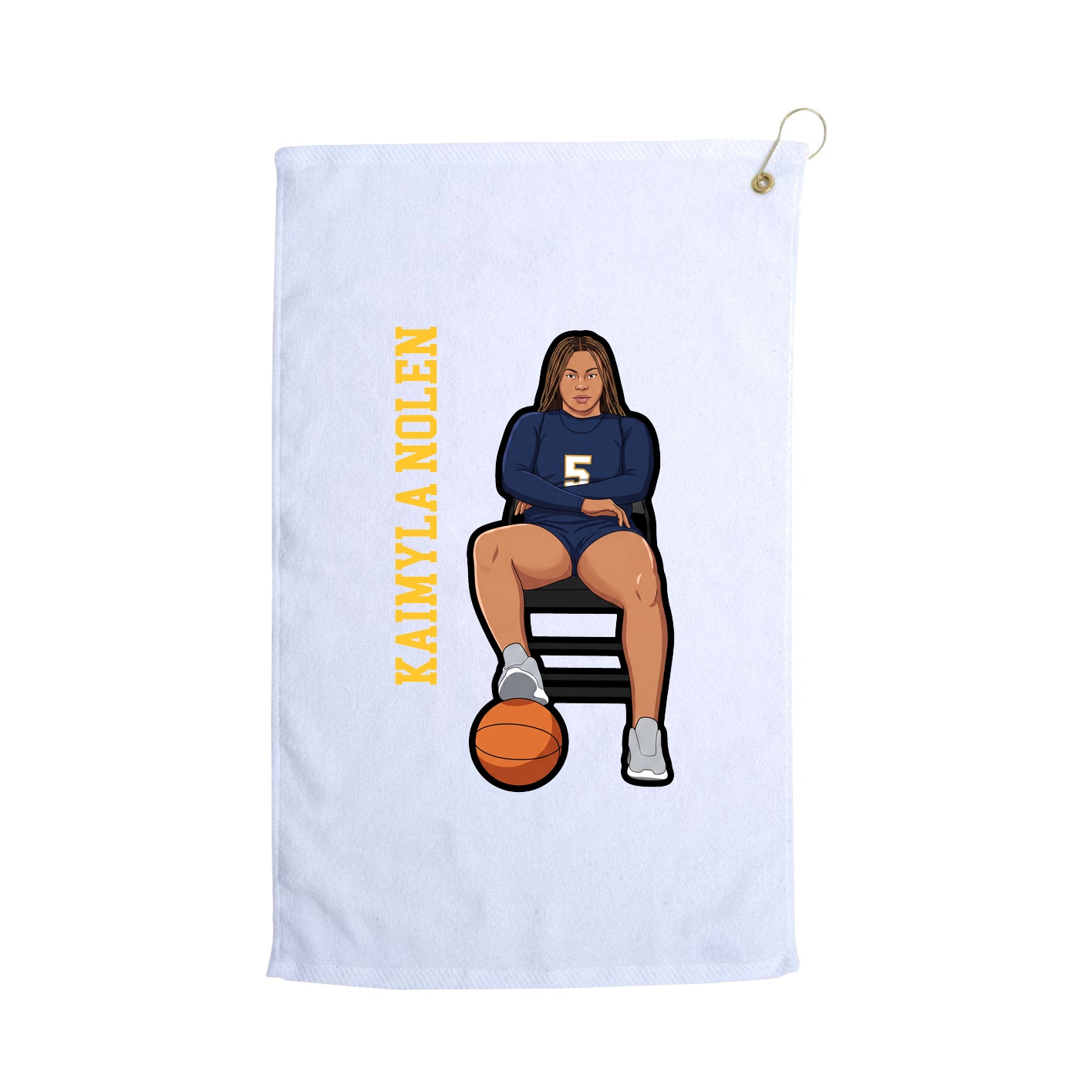 Golf Towel — Name Vertical in White