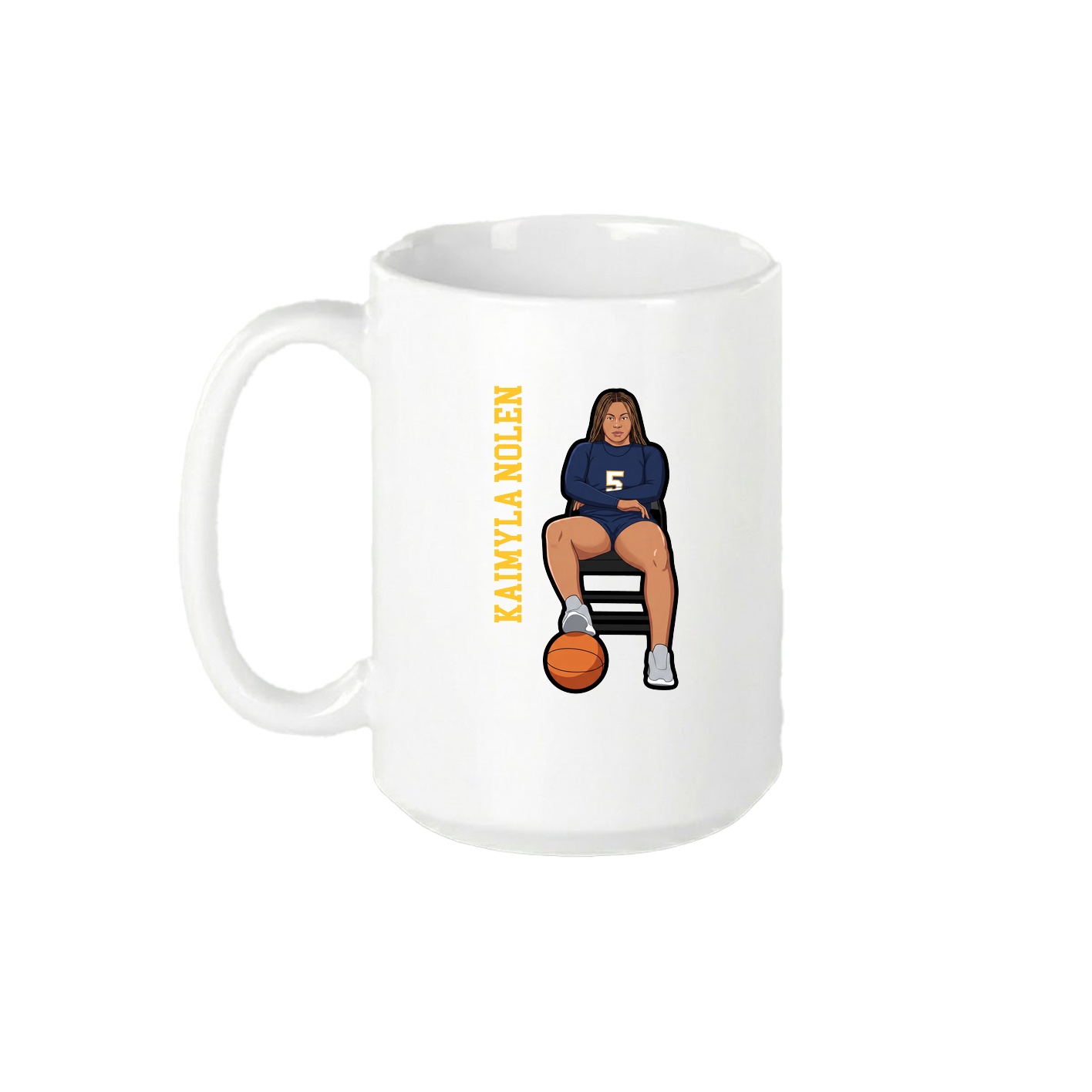15oz Coffee Mug — Name Vertical in White