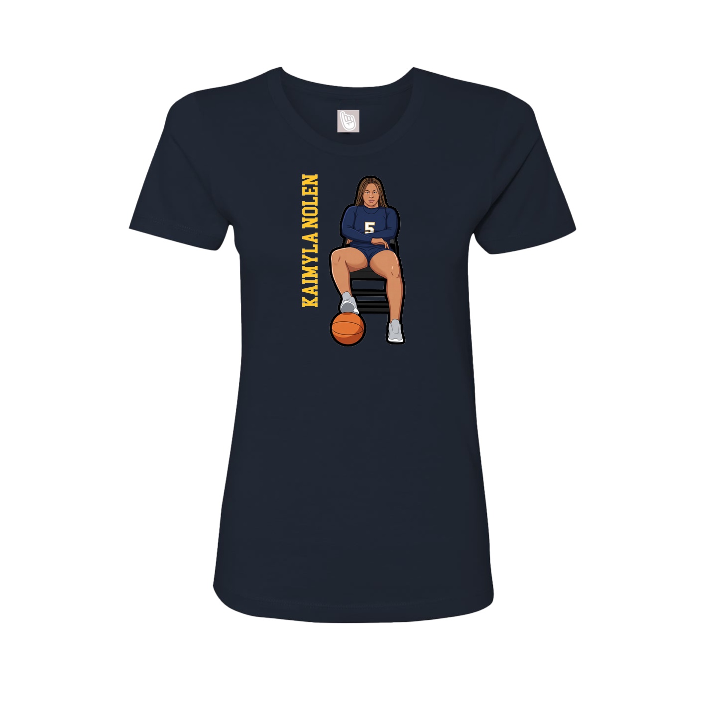 Womens Tee — Name Vertical in Navy
