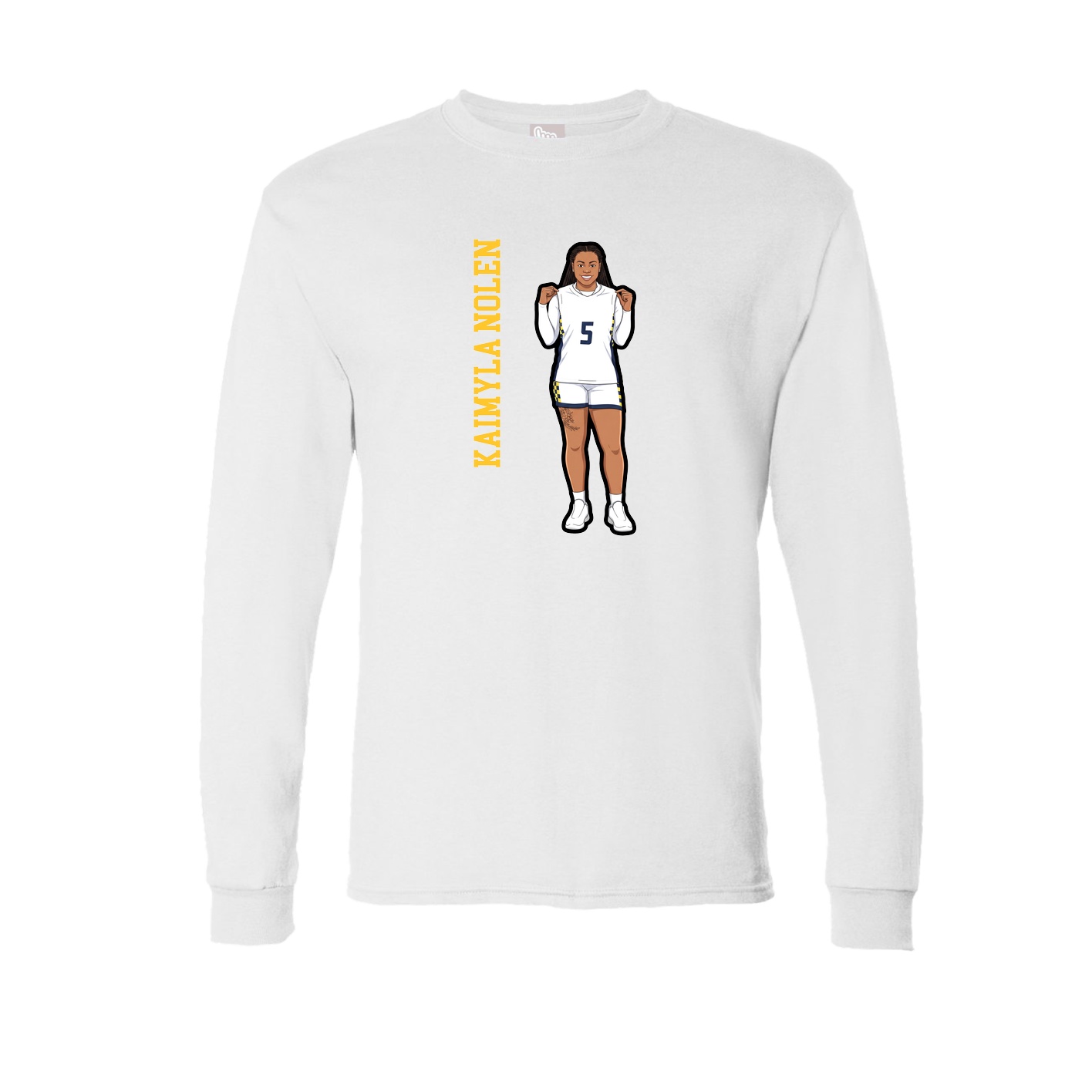 Long Sleeve Tee — Name Vertical in White