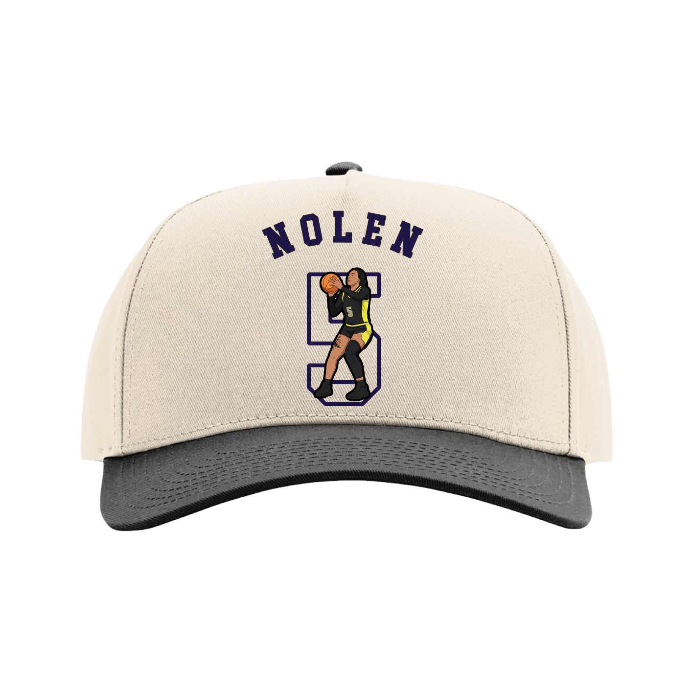 Full Fabric Five-Panel Champ Cap — Shirsey Arch in Cream/Black