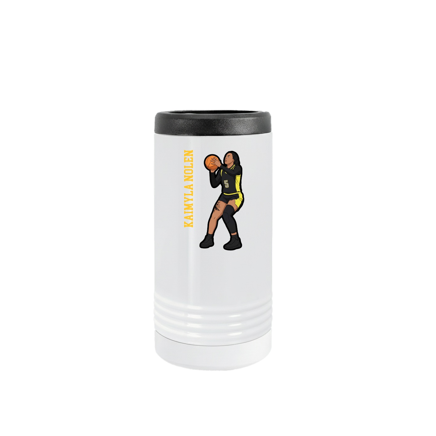 Slim Beverage Holder — Name Vertical in White