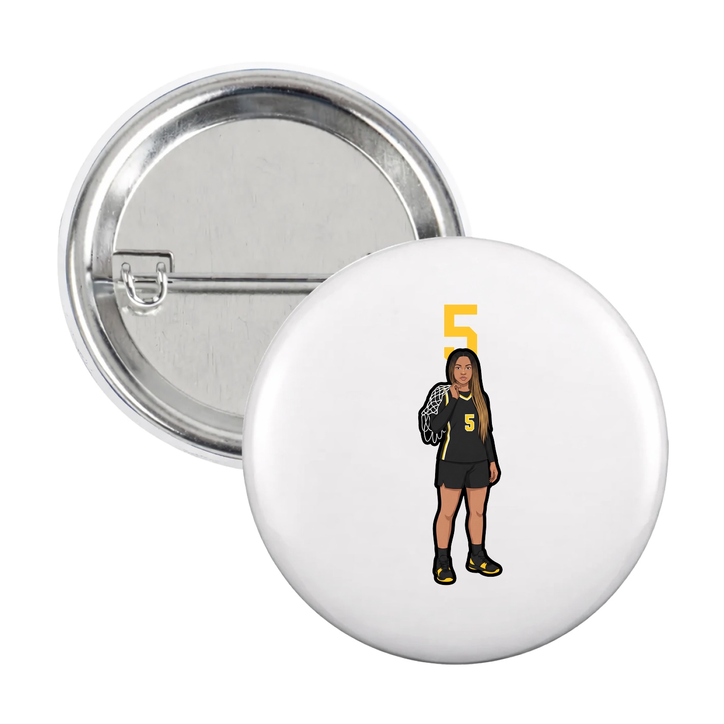 Game Day Button — Number Top in White
