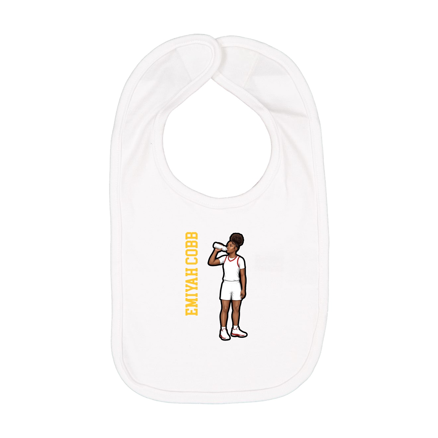 Infant Bib — Name Vertical in White