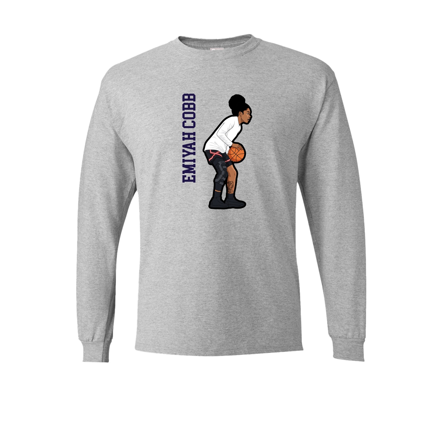 Long Sleeve Tee — Name Vertical in Grey