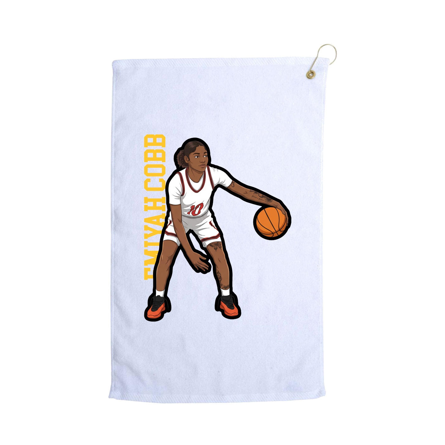 Golf Towel — Name Vertical in White