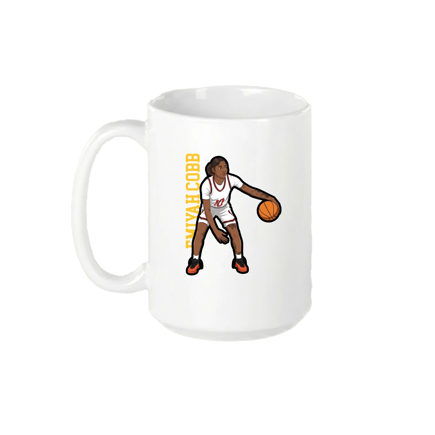 15oz Coffee Mug — Name Vertical in White