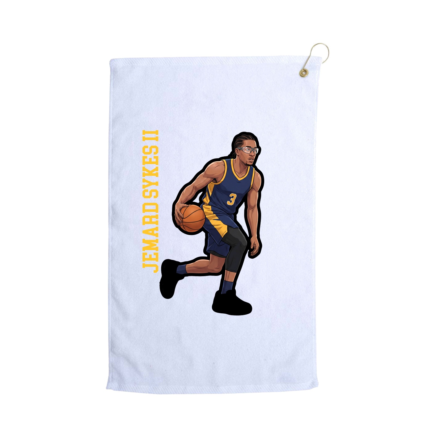 Golf Towel — Name Vertical in White
