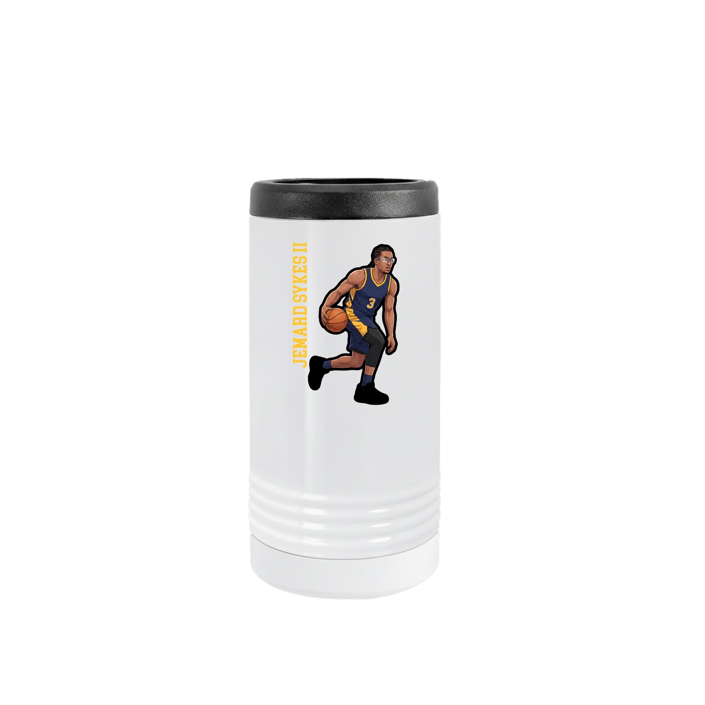 Slim Beverage Holder — Name Vertical in White