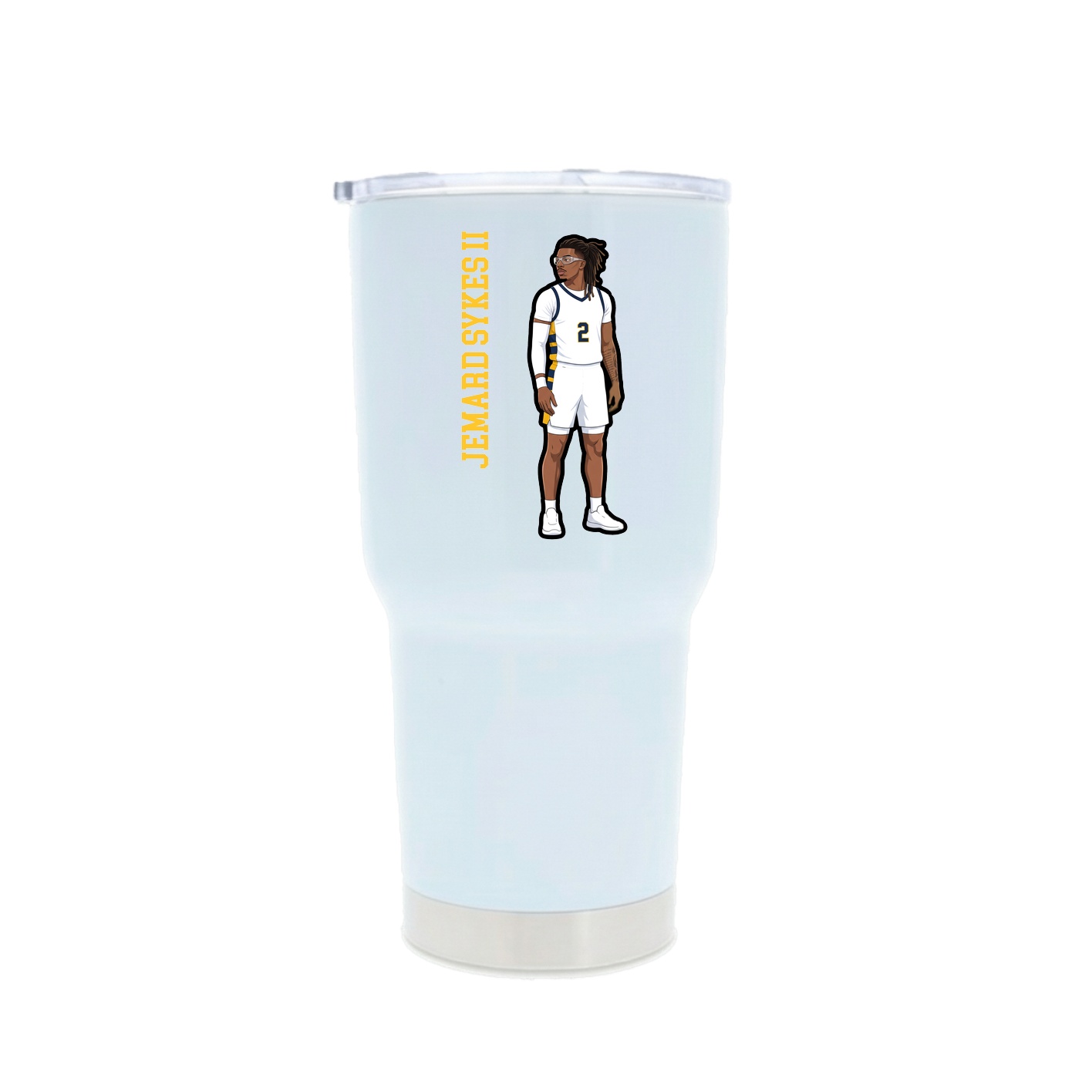 30oz Stainless Steel Tumbler — Name Vertical in White