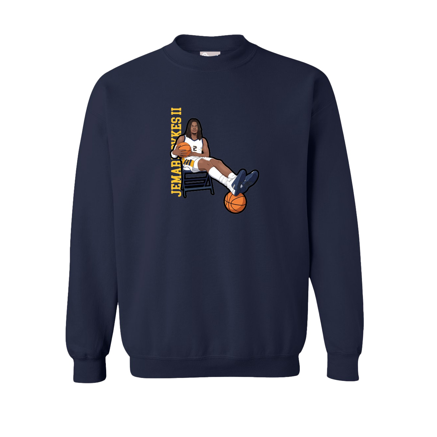 Fleece Crew — Name Vertical in Navy