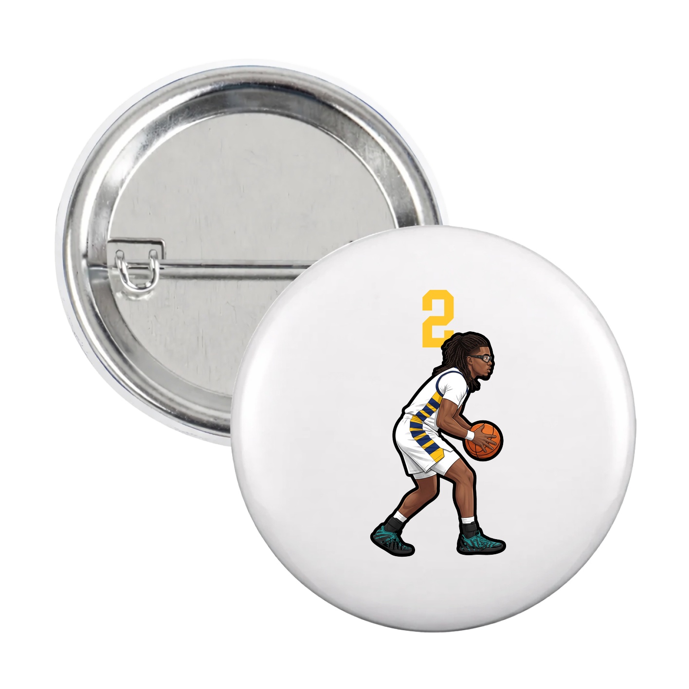 Game Day Button — Number Top in White