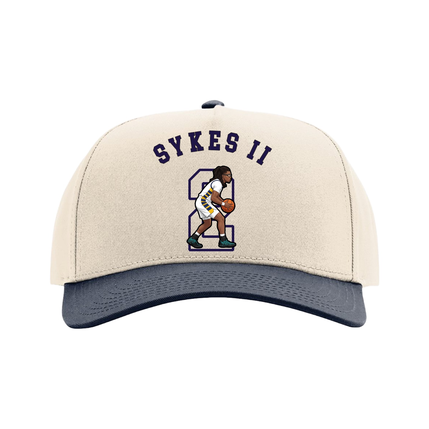 Full Fabric Five-Panel Champ Cap — Shirsey Arch in Cream/Navy