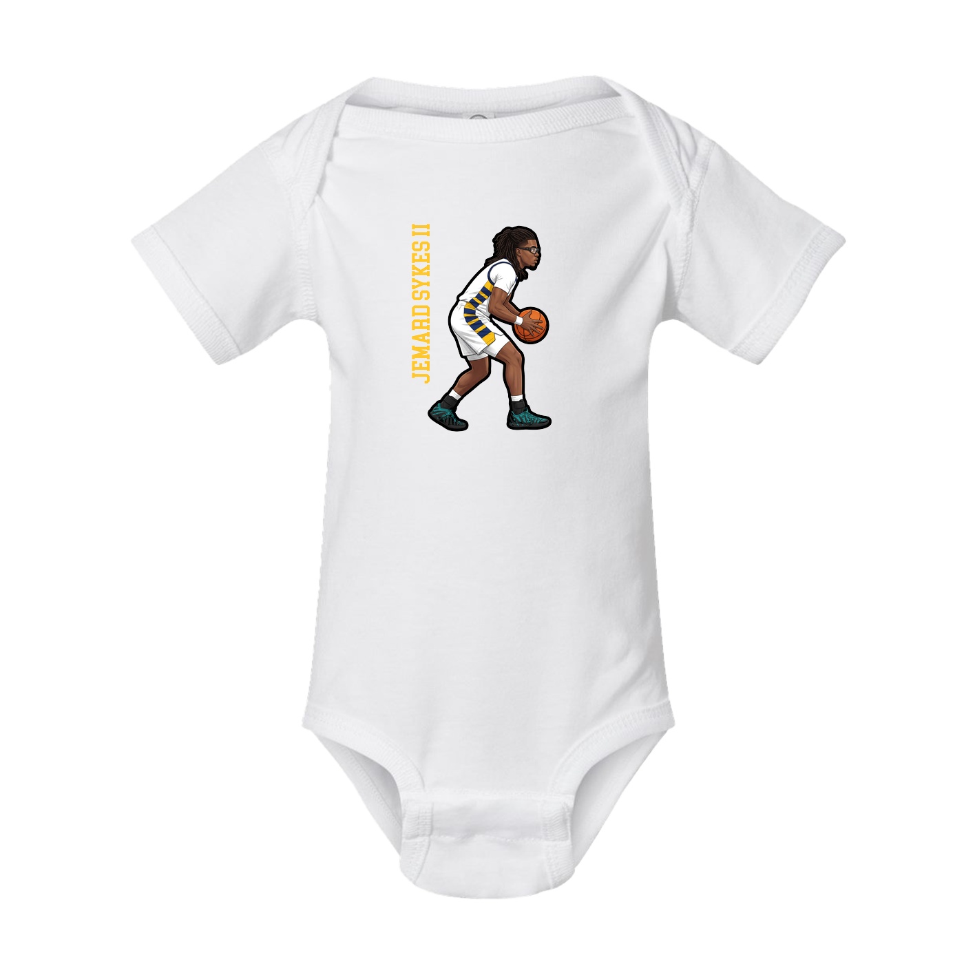 Baby Onesie — Name Vertical in White
