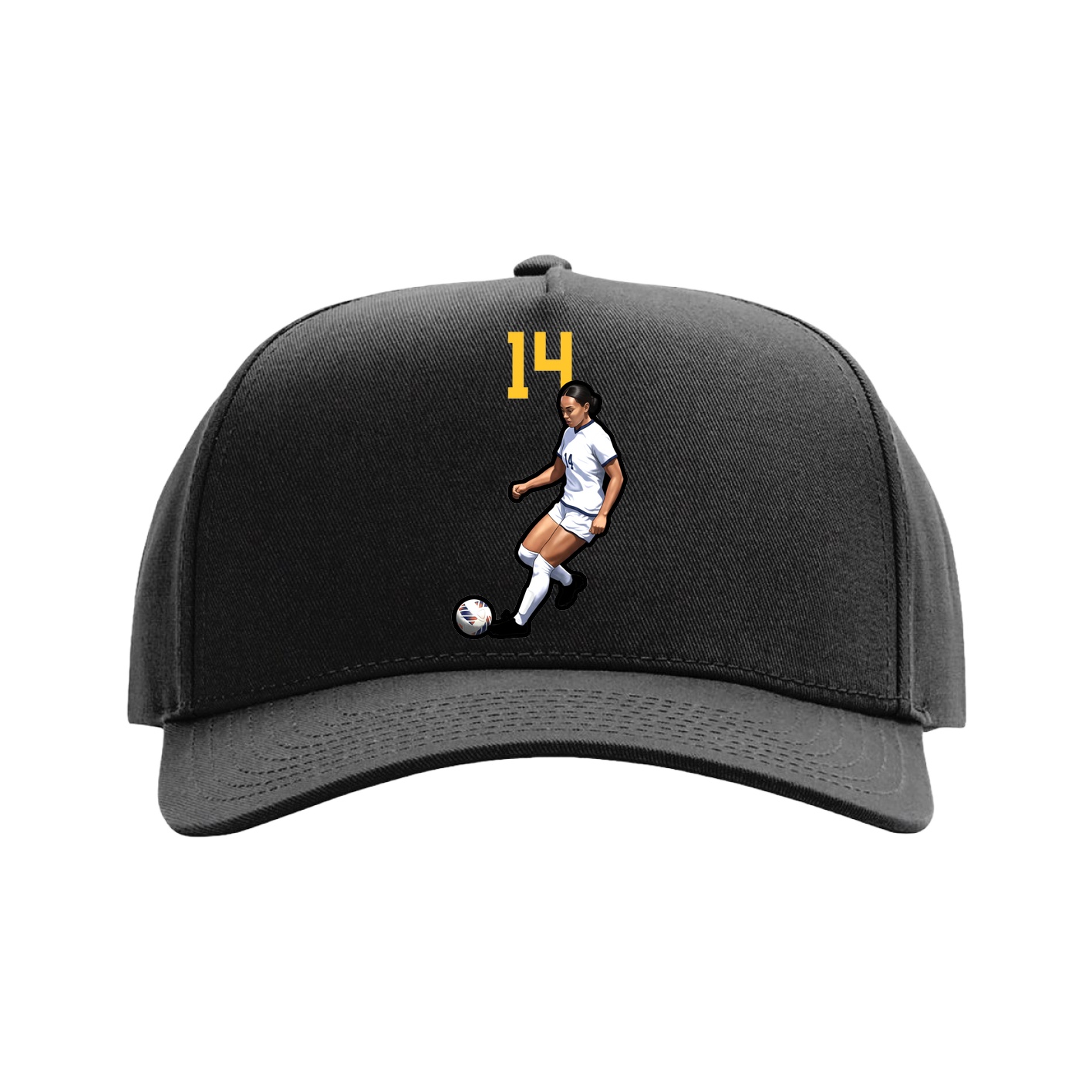 Full Fabric Five-Panel Champ Cap — Number Top in Black