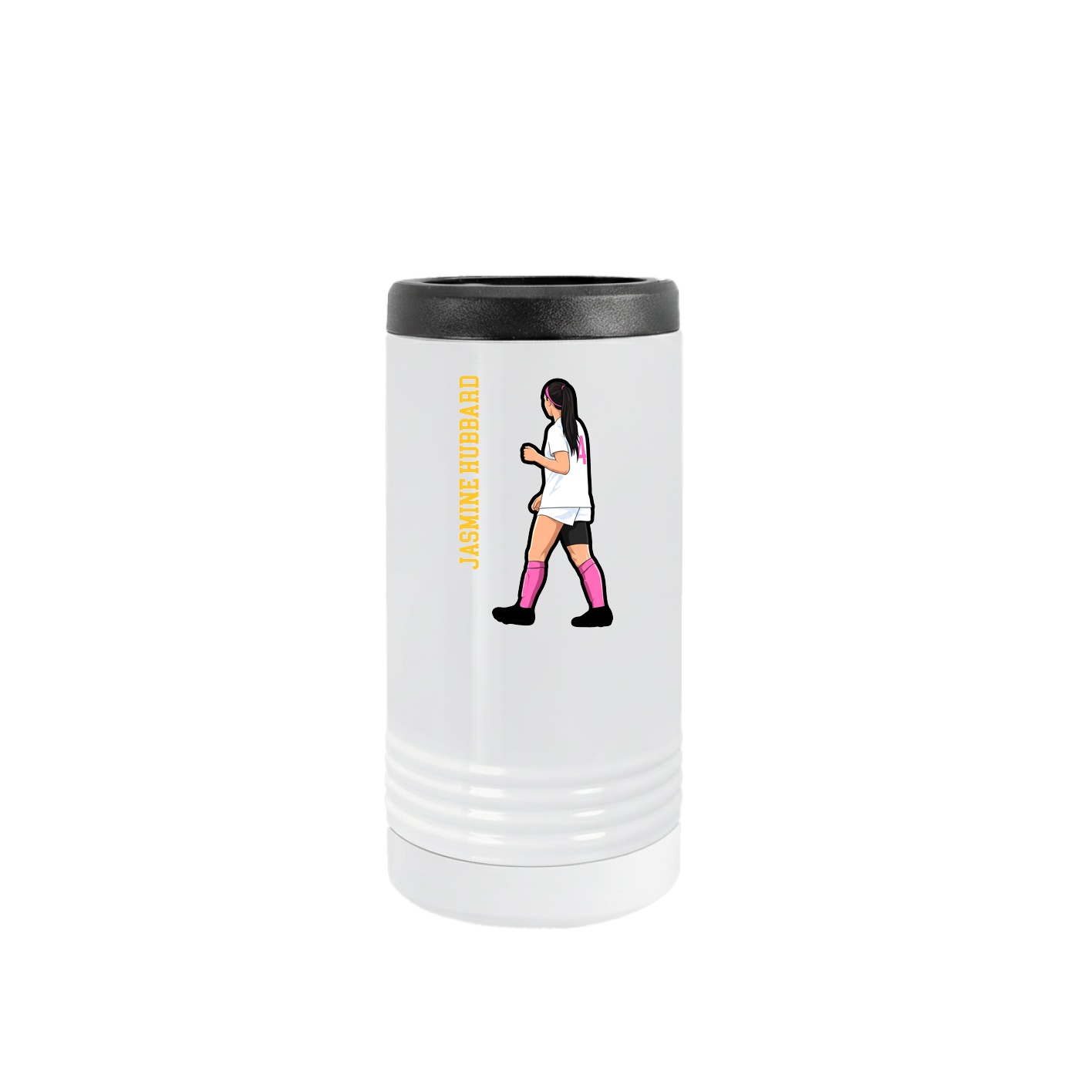 Slim Beverage Holder — Name Vertical in White