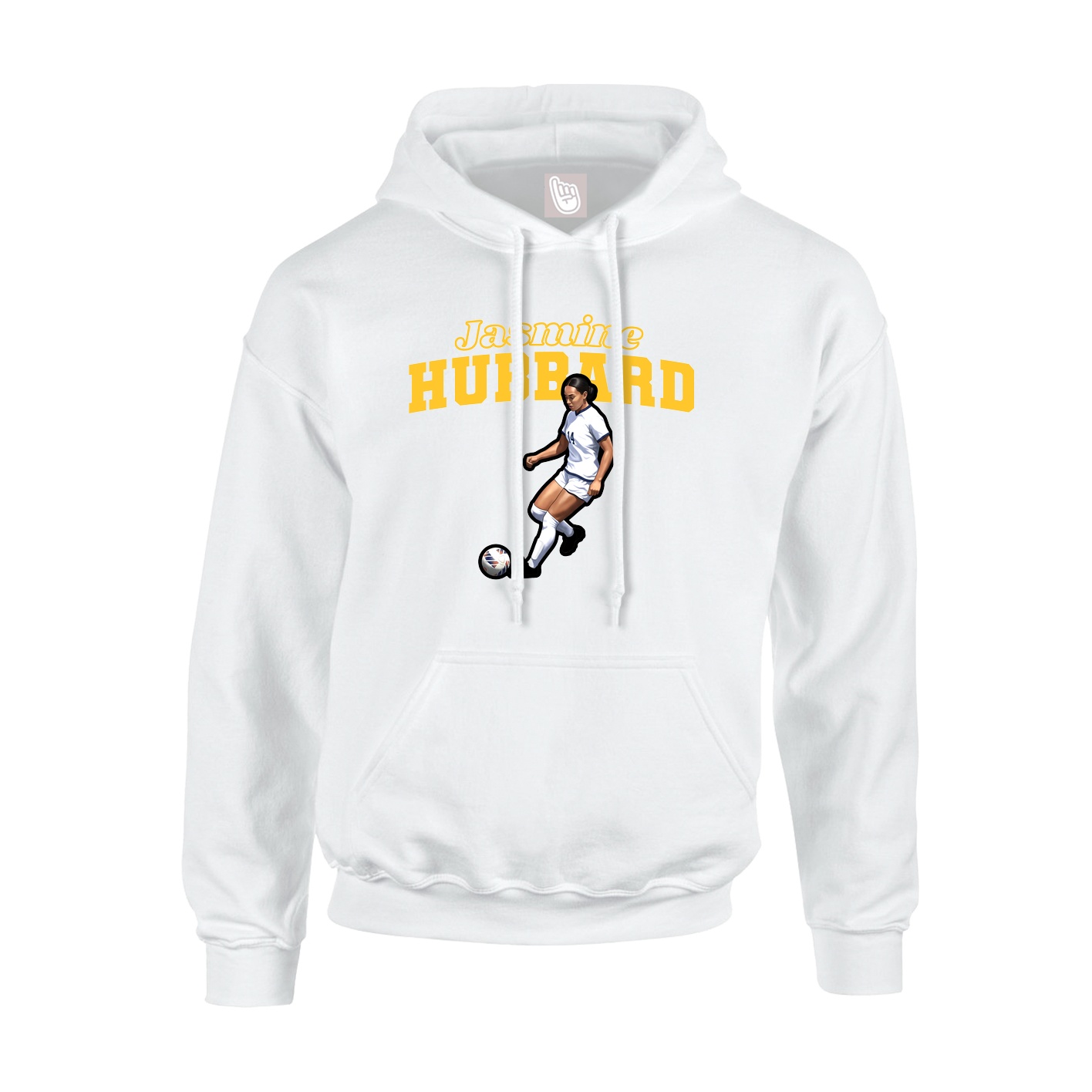 Youth Hoodie — Name Arch in White