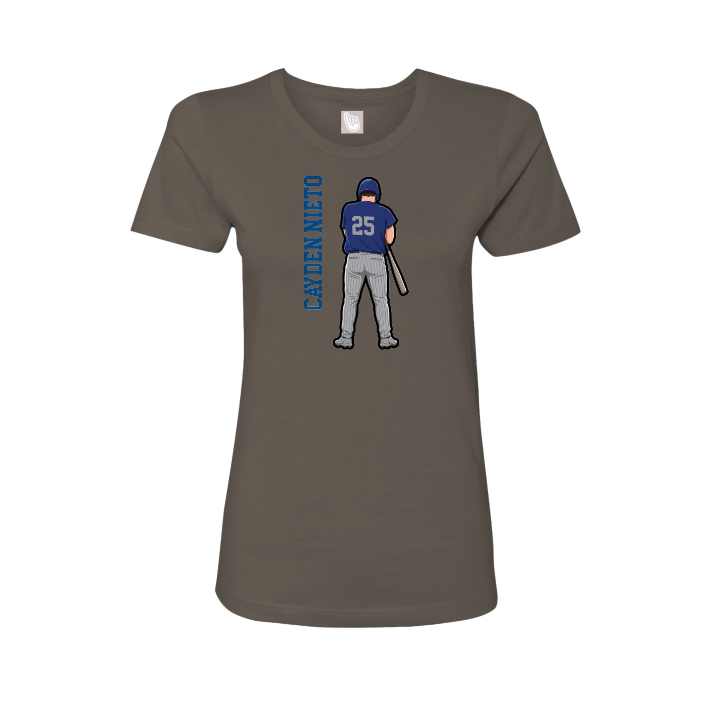 Fitted Women's Tee — Name Vertical in Grey