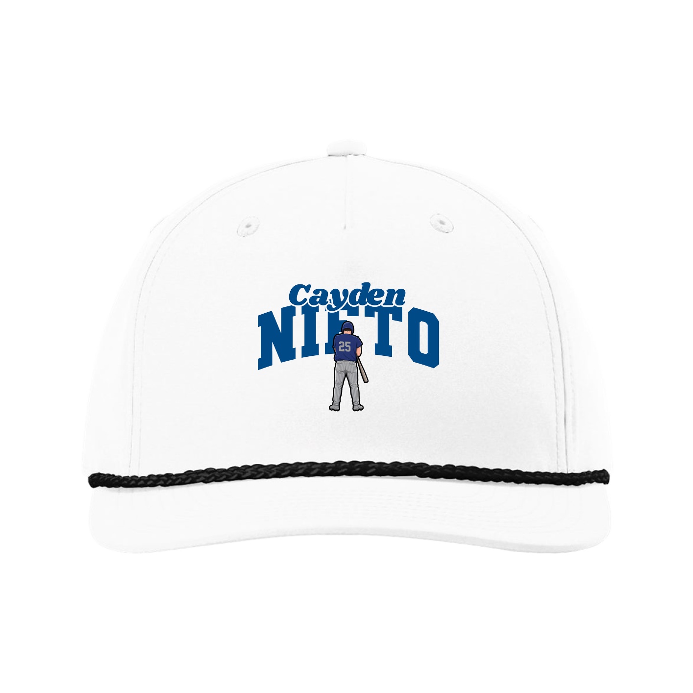 Five-Panel Classic Rope Cap — Signature Arch in White