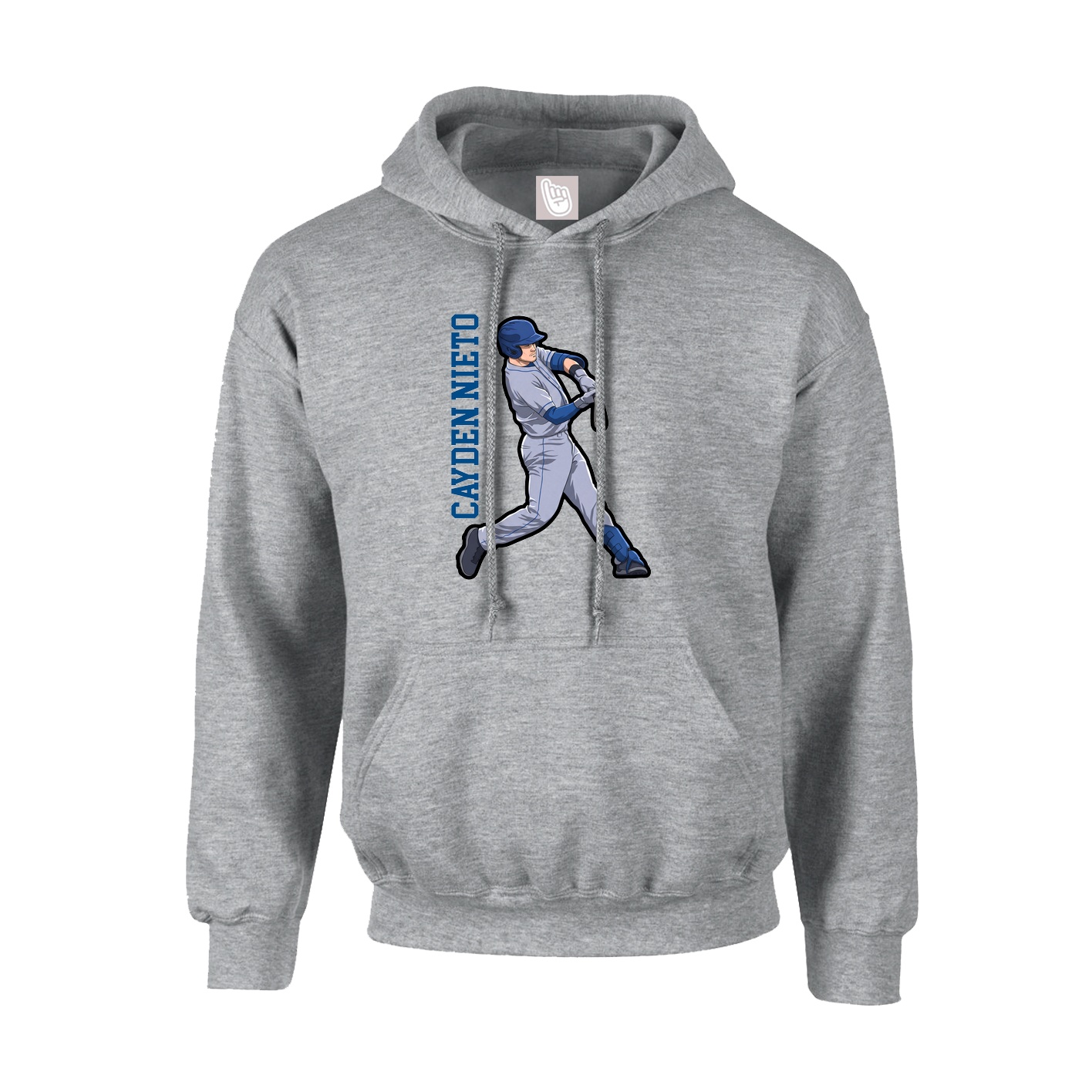 Hoodie — Name Vertical in Grey