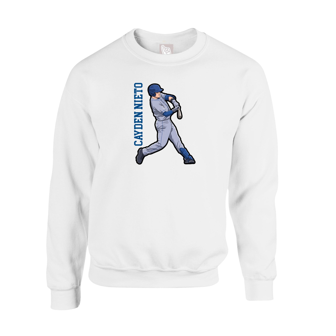 Fleece Crew — Name Vertical in White