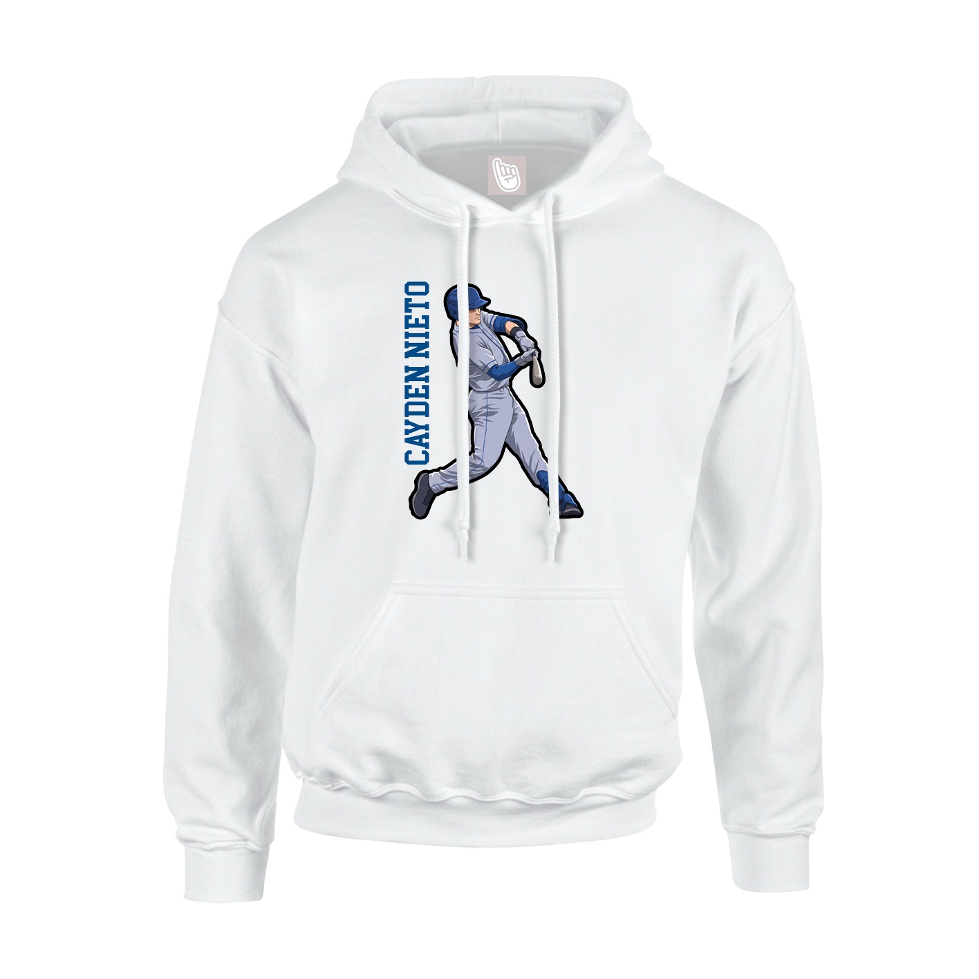 Youth Hoodie — Name Vertical in White