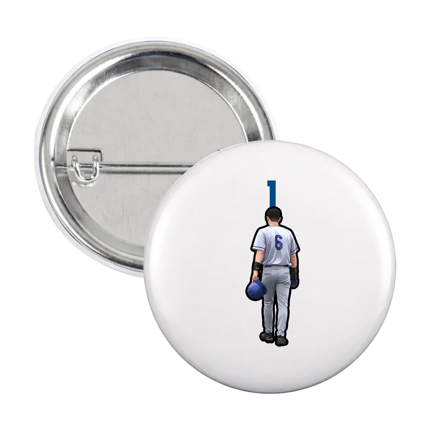 Game Day Button — Number Top in White