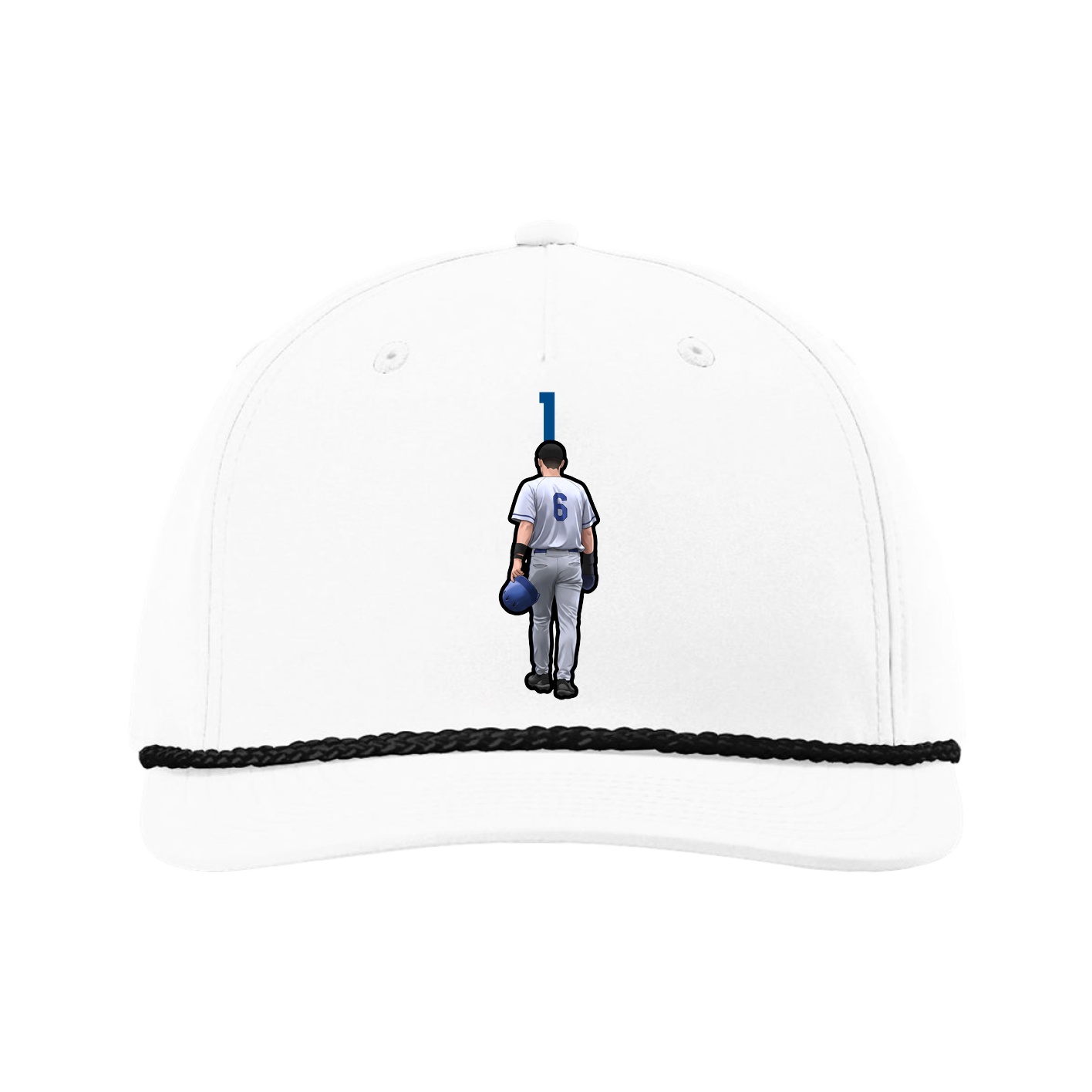 Five-Panel Classic Rope Cap — Number Top in White