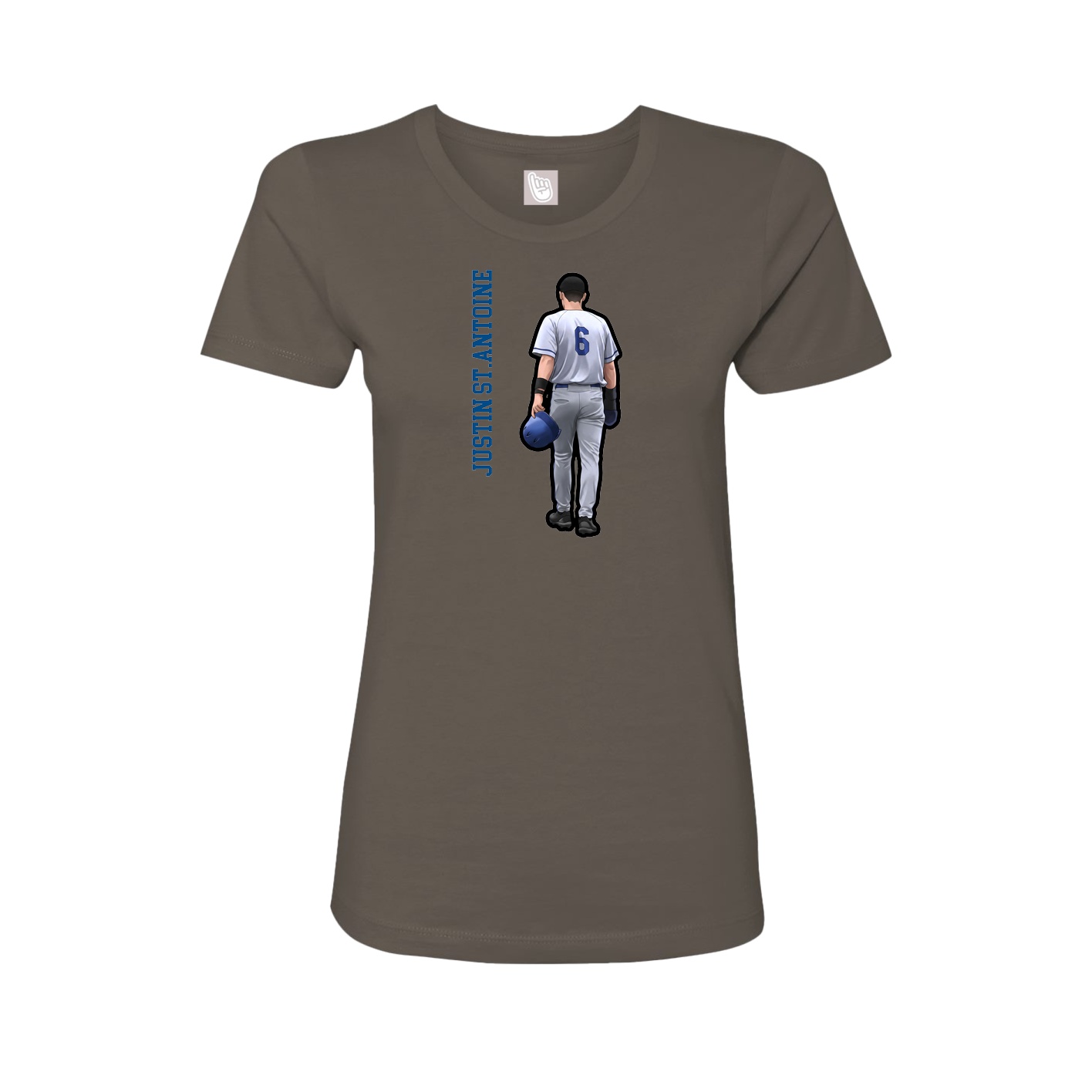 Fitted Women's Tee — Name Vertical in Grey