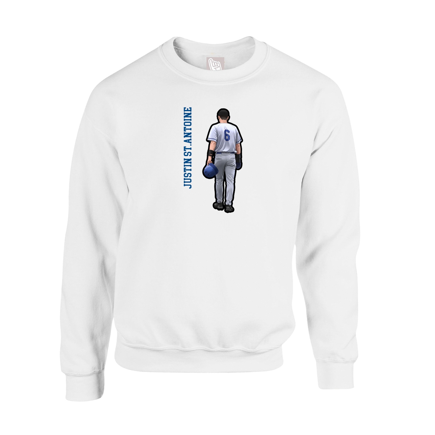 Fleece Crew — Name Vertical in White