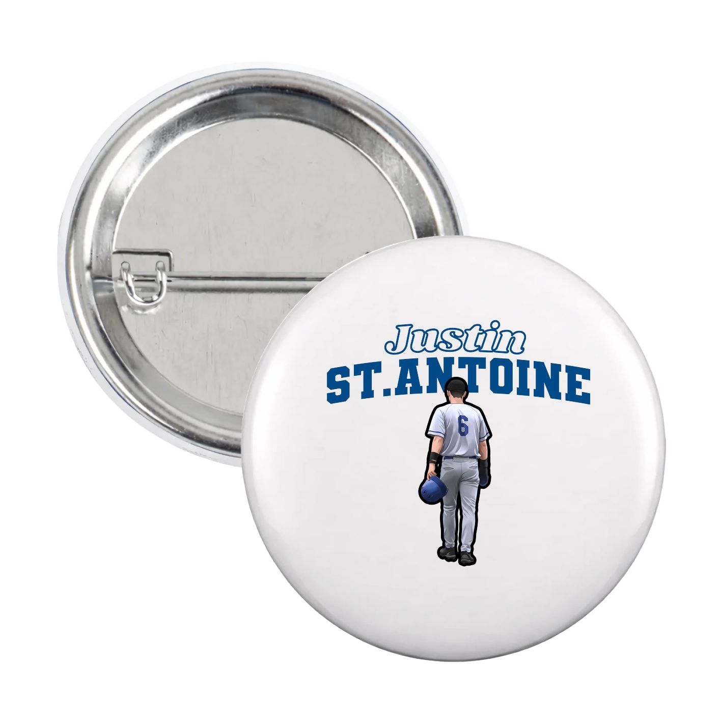 Game Day Button — Name Arch in White